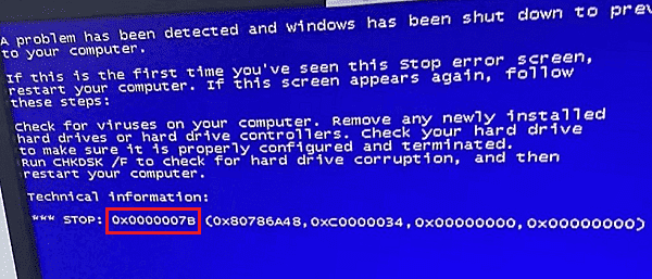 藍(lán)屏代碼0x0000007b常見原因