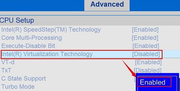 查找并啟用Intel VT技術